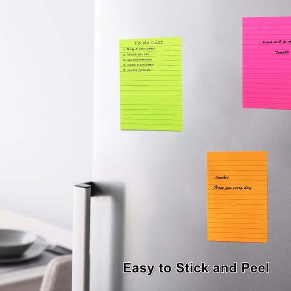 9 Pack Lined Sticky Notes 4x6 in Post Sticky Notes with Lines, 9 Bright Colors L - Picture 4 of 6